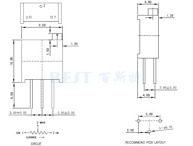 3296可調(diào)電阻_3296Y_參考圖紙